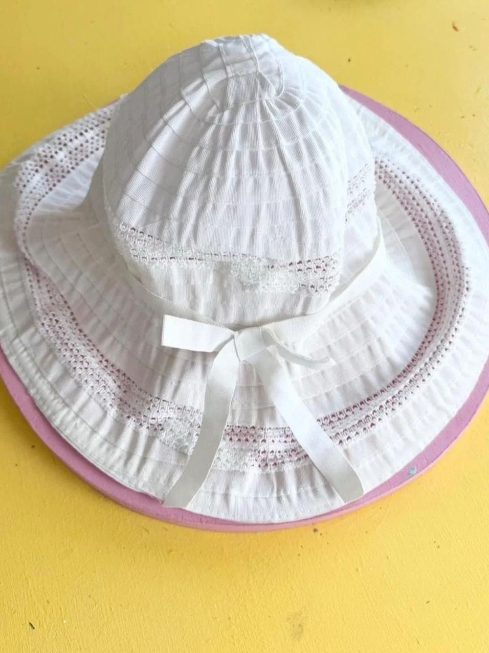vintage coquette white lace bow sun hat